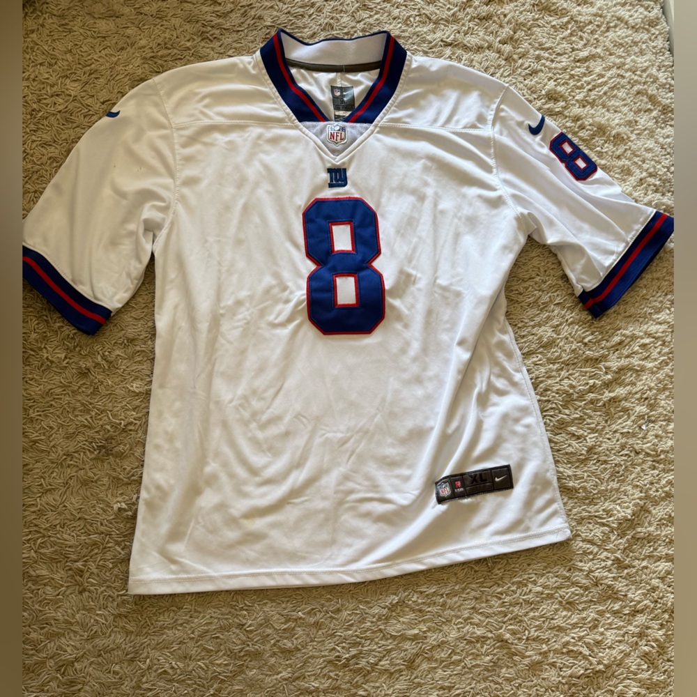 NFL White Jersey with Blue and Red Stripes